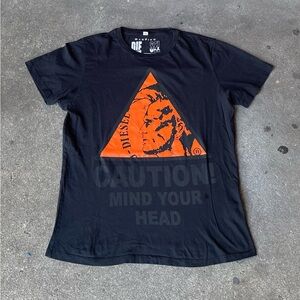 Diesel Caution “mind Your Head” Graphic T Shirt Size Large